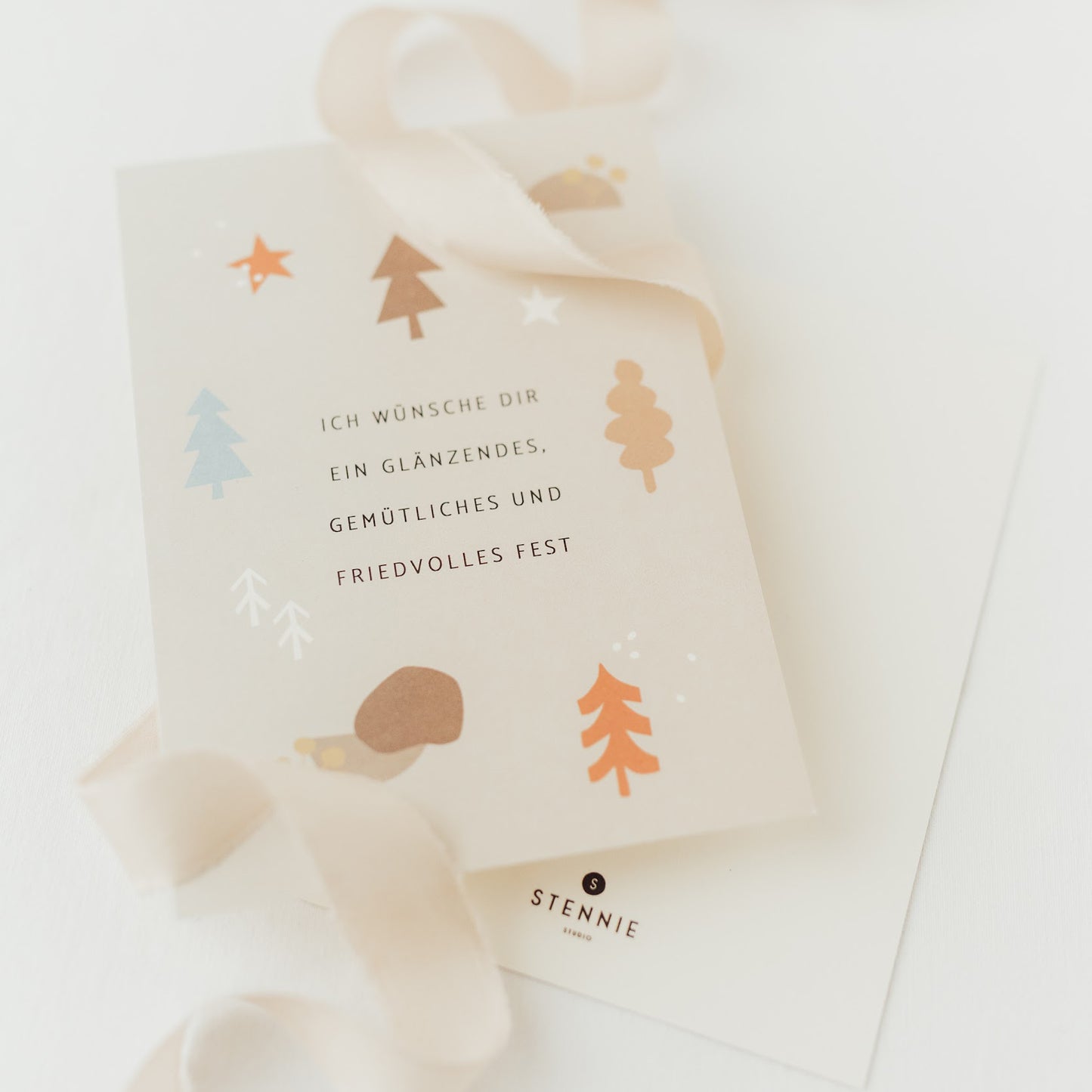 Glänzendes, gemütliches und friedvolles Weihnachten - Weihnachtskarte A6