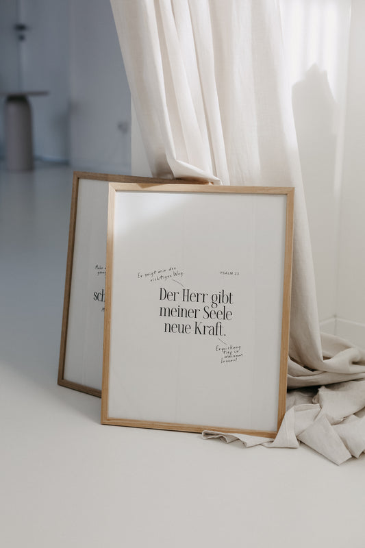 Kraft - Psalm 23 mit Patina - Poster 30x40 cm