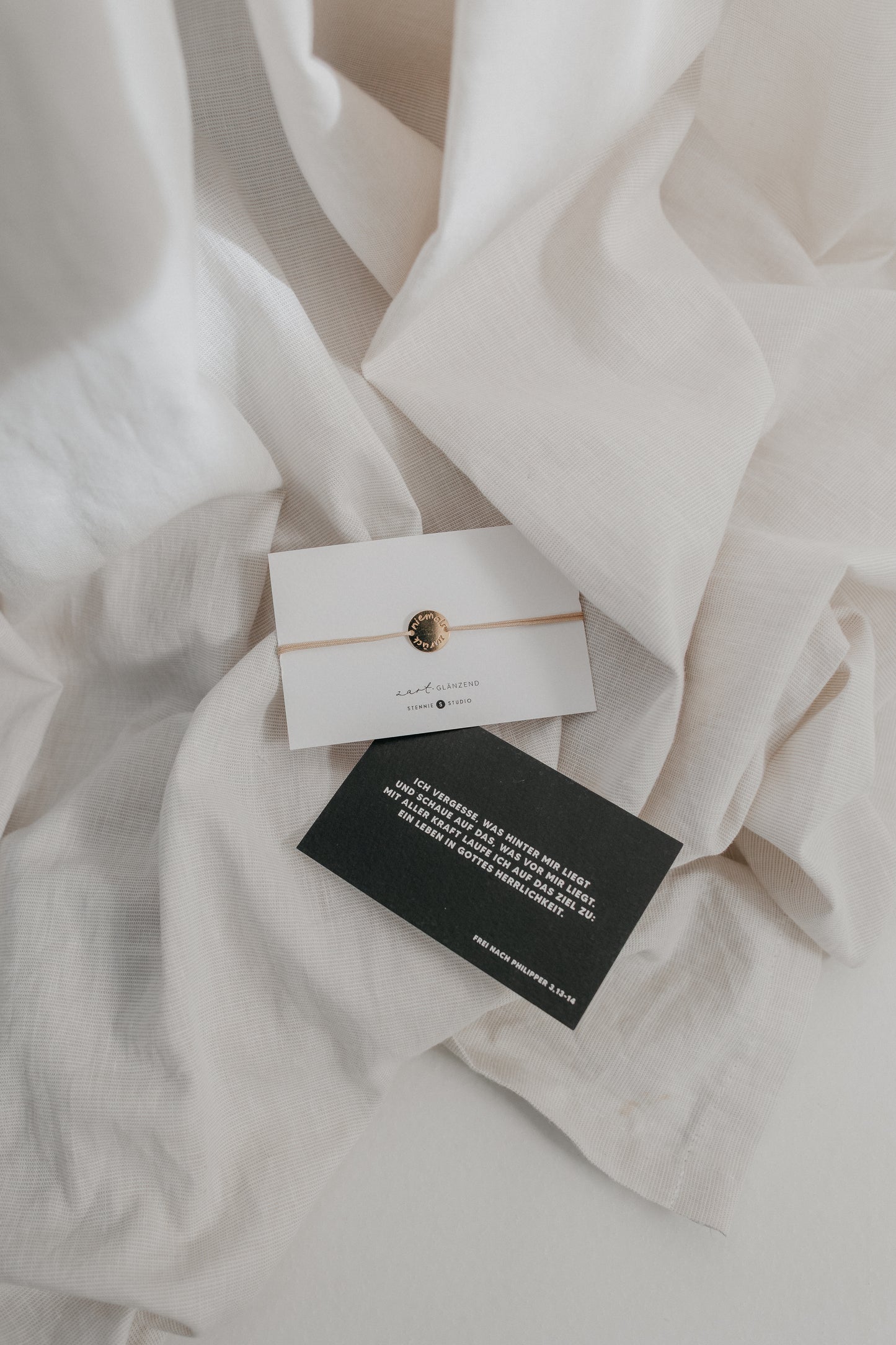 Niemals zurück - Armband mit Karte & Stoffbeutel