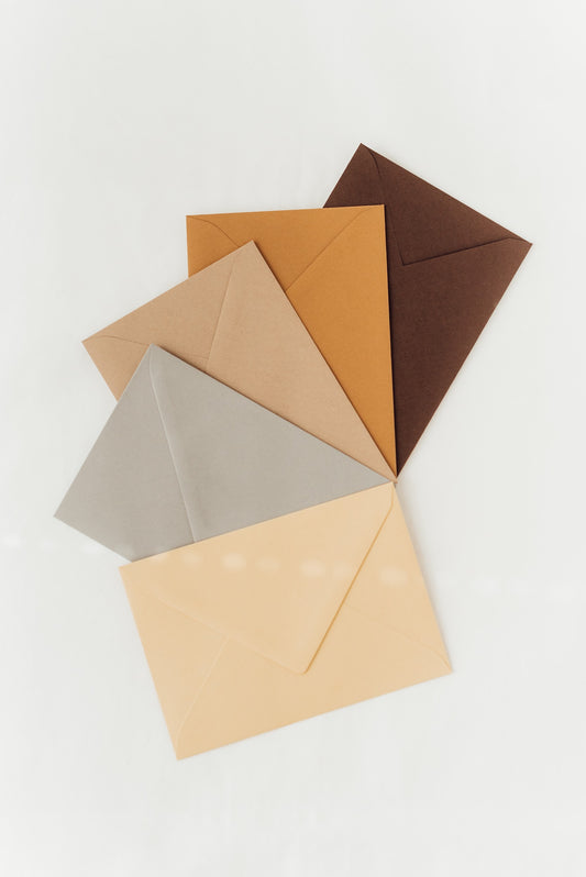 5 Briefumschläge im Set, Naturfarben